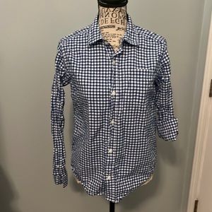 Boys XL (14) Button Down Long Sleeve Polo Blue Check Place